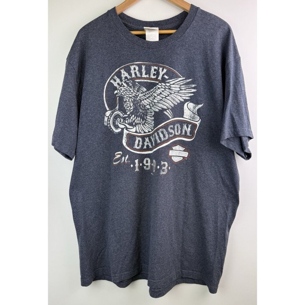 Harley Davidson Manatee River Bradenton, FL T-Shirt Heathered Blue Sz XL
